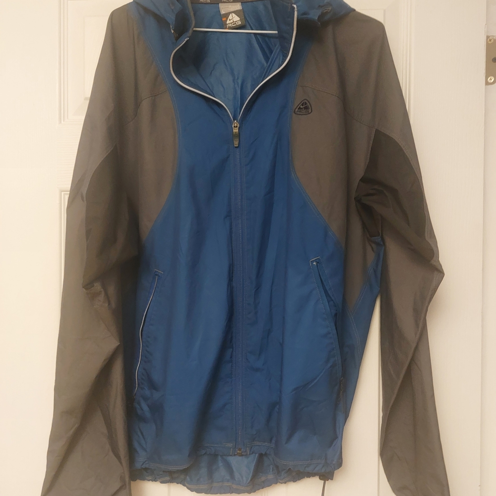 Nike ACG Blue and Gray Hooded Windbreaker